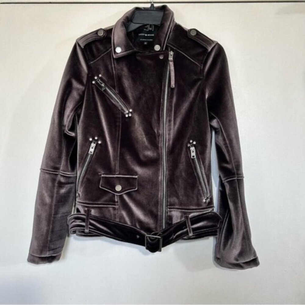 Lucky Brand NWOT- Purple Velvet Moto Jacket- Size X-Small - Picture 4 of 13